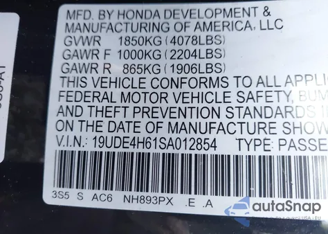 2025 Acura Integra A-Spec Technology from USA, damaged, VIN 19UDE4H61SA012854